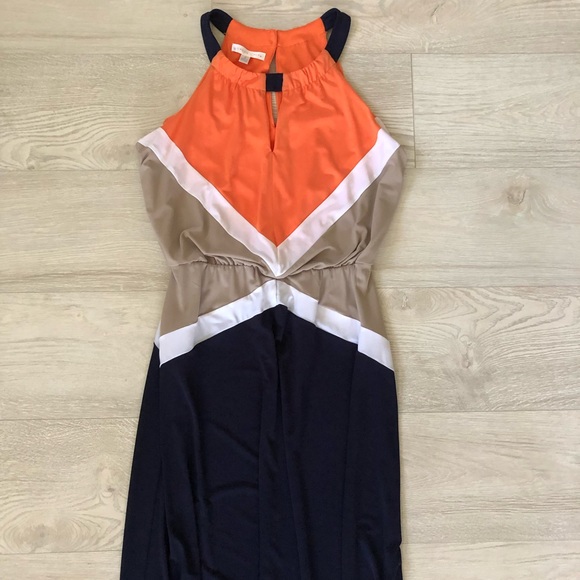 London Times Color-Block Keyhole Halter Maxi Dress - Picture 13 of 16